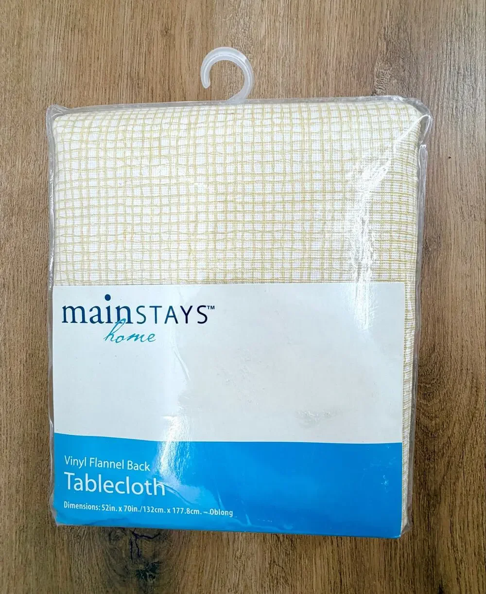 Mainstays Vinyl Flannel Back Tablecloth Yellow White Checkered Gingham 52x70